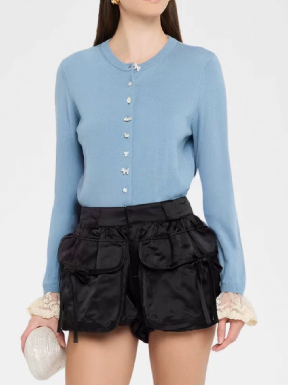 Sea New York Diane Cardigan Blue Wool Lace Retro French
